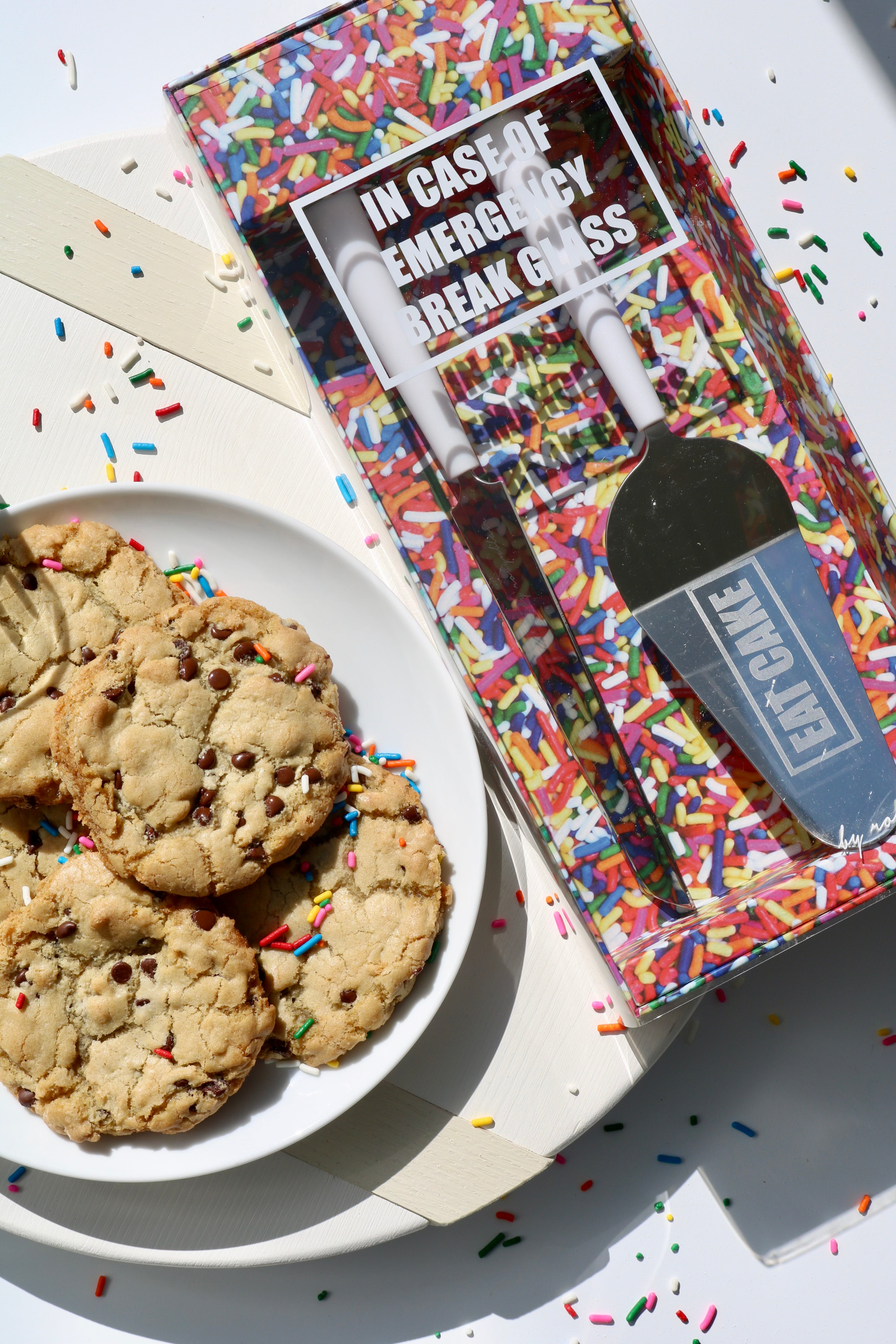 Cake Server + Sea Salt Coco Chip Olive Oil Cookies - Gluten Free