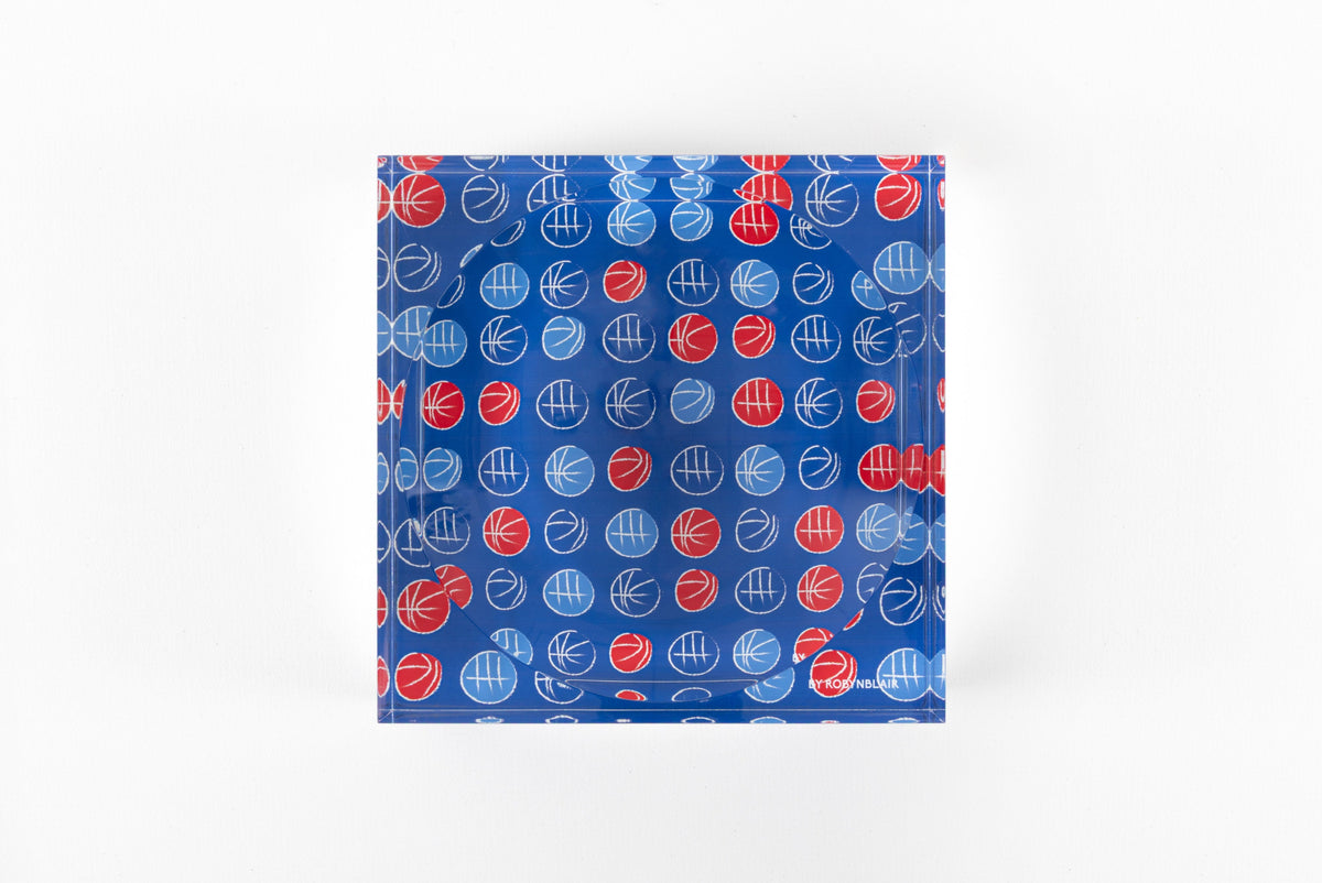 Lucky Hoops candy dish in Cherry Blue by BY ROBYNBLAIR, top-down view